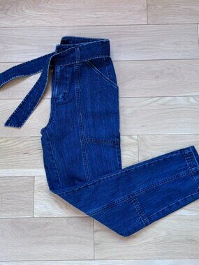 J Brand Utility Belt Blue Jean High Rise Relaxed Tapered Cargo Pockets Size 24